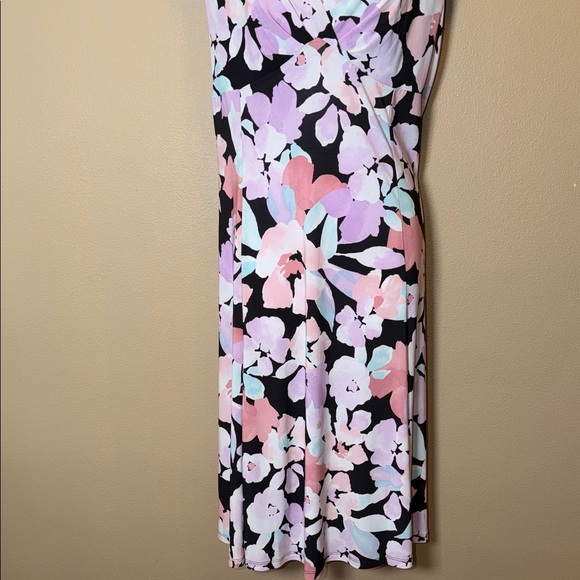 Black Label Evan Picone Floral Midi Dress Size 16 Sleeveless A-Line Stretch - Picture 6 of 13